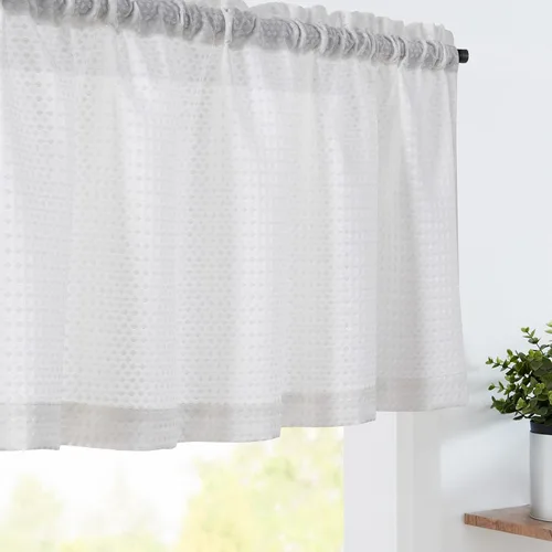 Miniatura 10 de Cenefa con textura de tejido waffle para cocina, cortinas de ventana impermeables (60 x 18 pulgadas, Sage, un panel)