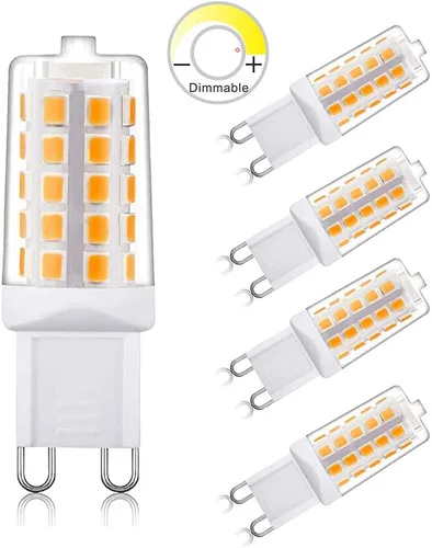 Bombilla LED G9 regulable T4 G9, luz blanca suave de 2700 K, equivalente a bombillas halógenas de 25 W, 40 W, 450 lúmenes, 120 V CA, sin parpadeo,