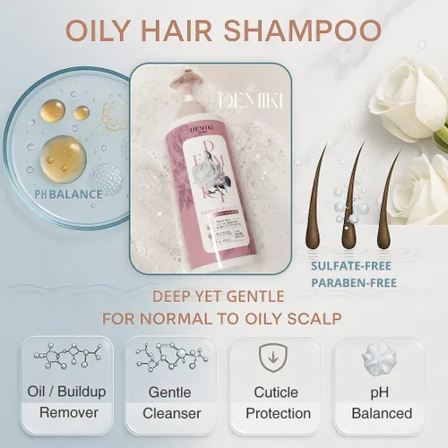 Miniatura 3 de DEMIKI Champú para mujer, champú japonés para cabello graso, cuidado de la queratina, aroma de rosa orgánico, rosa, aclarante, hidratante, Rojo