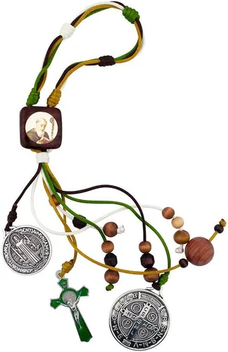 Adorno de bendición para el hogar de San Benito de 12 pulgadas, 3 colores, se adapta a la manija de tu puerta o se puede colgar en un gancho, Verde