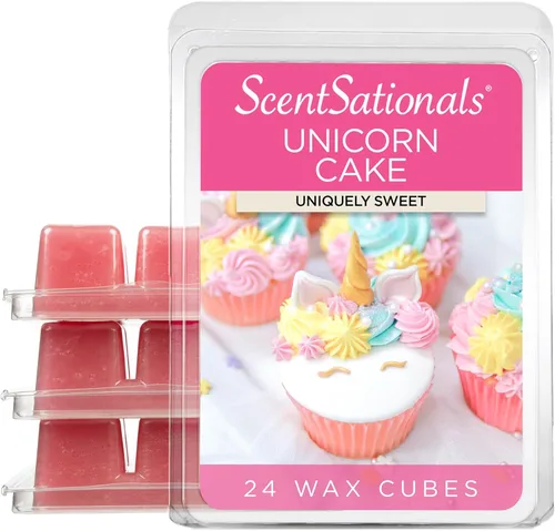 Scentsationals Fragancia perfumada para derretir – Pastel de unicornio – Paquete de cubos de cera, tarta calentadora para el hogar, ambientador