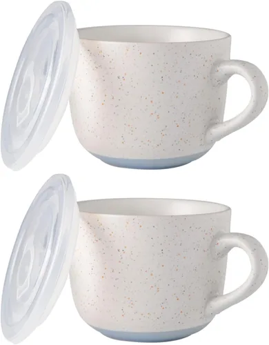 Miniatura 16 de AmorArc Tazas de sopa de cerámica con tapa, tazas grandes de sopa de 710 ml con asa para café, cereal, ensalada, fideos, té, tazas de sopa con tapa