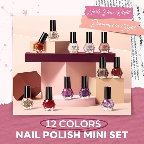 Miniatura 5 de modelones Juego de esmaltes de uñas de 12 colores, rojo burdeos, Año Nuevo 2025, juego de esmaltes de uñas champán dorado con purpurina rojo oscuro