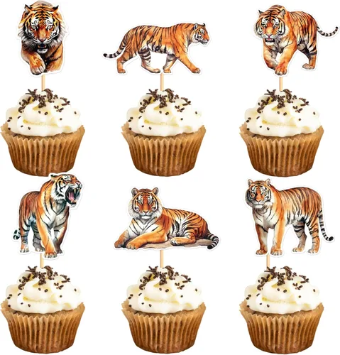 Miniatura 14 de Ercadio Paquete de 32 adornos para cupcakes de conejo, selecciones de cupcakes de animales salvajes, decoraciones de cumpleaños para baby shower