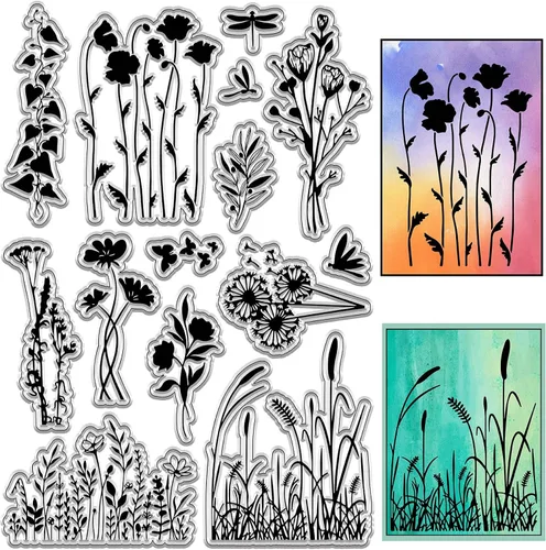 Miniatura 19 de CRASPIRE Sellos Transparentes con Fondo de Grieta Vintage Retro, Sellos de Goma Reutilizables de Silicona Transparente para Álbum de Fotos, Álbum