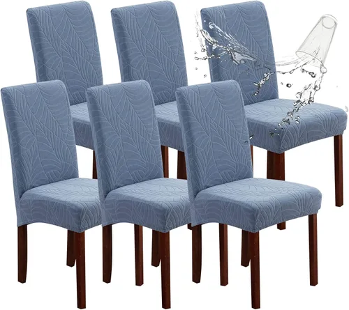 Miniatura 55 de Genina Fundas impermeables para sillas de comedor, fundas elásticas de jacquard para sillas de comedor, extraíbles y lavables, protector de silla