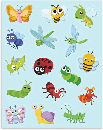 Miniatura 4 de Frienda 480 calcomanías de insectos de primavera a granel para niños, regalos de fiesta de insectos, calcomanías de mariquita de abeja