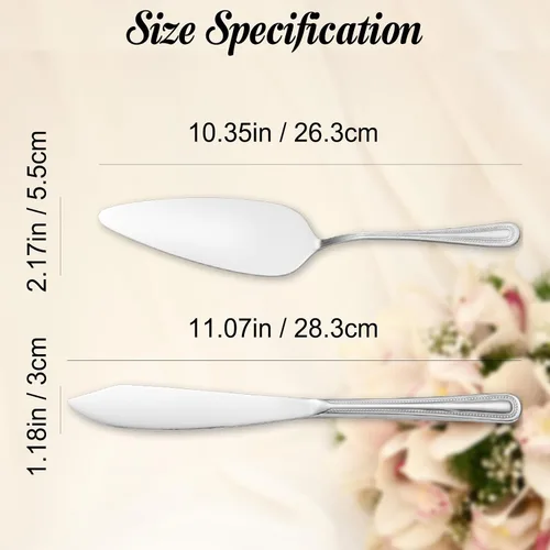 Miniatura 4 de Juego personalizado de corte de pasteles para boda, servidor de pastel de boda grabado gratis, cuchillo de pastel de acero inoxidable y juego