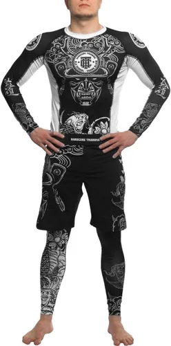 Miniatura 4 de Hardcore Training Camiseta de compresión para hombre, manga larga, Jiu Jitsu, MMA No-Gi, BJJ apretada, capa base de combate
