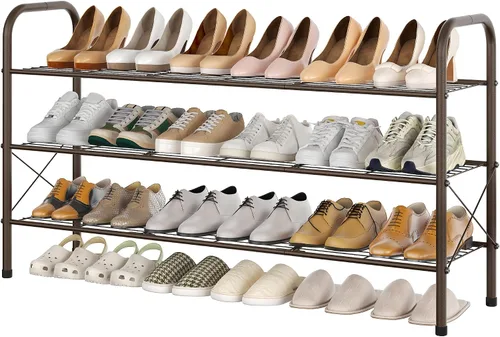 Miniatura 19 de Hoctieon Zapatero de 2 niveles para armario, zapatero de malla duradera, estante de zapatos de entrada, organizador de almacenamiento de zapatos