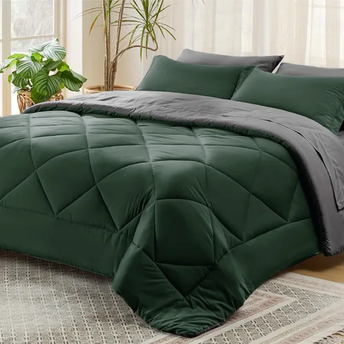 Miniatura 26 de Bedsure Juego de edredón California King - 7 piezas reversibles de ropa de cama azul marino, juego de cama tamaño California King para todas las 02
