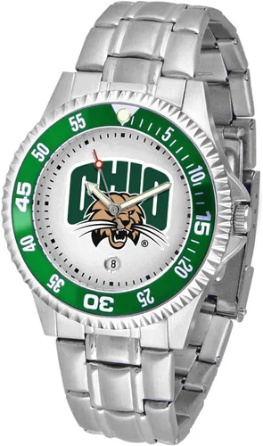 Miniatura 28 de SunTime Reloj de cuarzo de 1.575 in para hombre, correa de acero inoxidable de 0.787 in, esfera Gameday Tulane ola verde