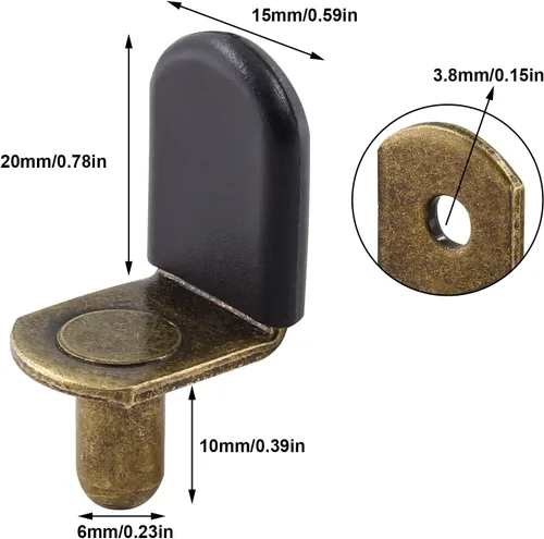 Miniatura 2 de Biaungdo 30 clavijas de soporte para estantes, clips en forma de L de 1/4 pulgadas con funda de goma, clavijas de soporte de estante de gabinete