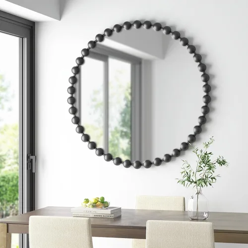 Espejo redondo de Madison Park, espejo circular con marco de metal de 36 pulgadas, decoración de pared montada y colgante para entrada, baño, Negro