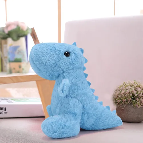 Miniatura 6 de Animales de peluche de dinosaurio azul para niños, 9 pulgadas de peluche suave de dinosaurio para baby shower, lindo juguete T-rex para niños