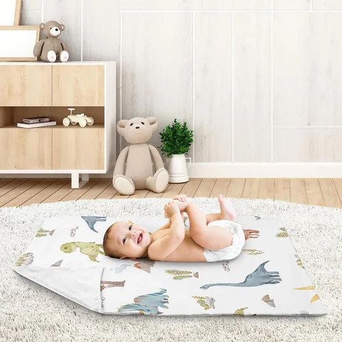 Miniatura 3 de Sweet Jojo Designs Acuarela dinosaurio dinosaurio niño manta suave recibiendo seguridad cochecito bebé viaje cálido Minky verde pizarra azul blanco