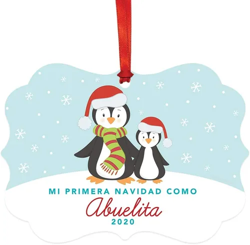 Miniatura 6 de Andaz Press Adorno de recuerdo de Navidad con marco de fantasía de familia española, Nuestra Primera Navidad Como UNA Familia De Tres 2024, Familia