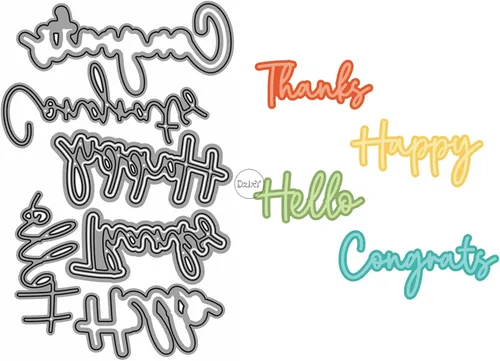 Miniatura 28 de DzIxY Hello Words - Troqueles de corte de metal para hacer tarjetas, troquelados, troquelados, álbumes de recortes, plantillas de máquina de 6