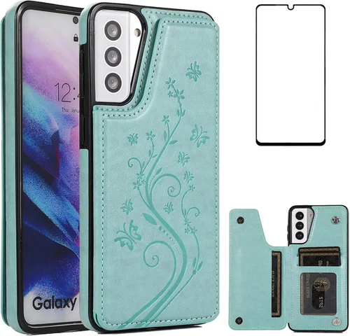 Miniatura 12 de Funda de teléfono para Samsung Galaxy S21 Plus Glaxay S21+ 5G con protector de pantalla de vidrio templado, tarjetero y tarjetero con soporte