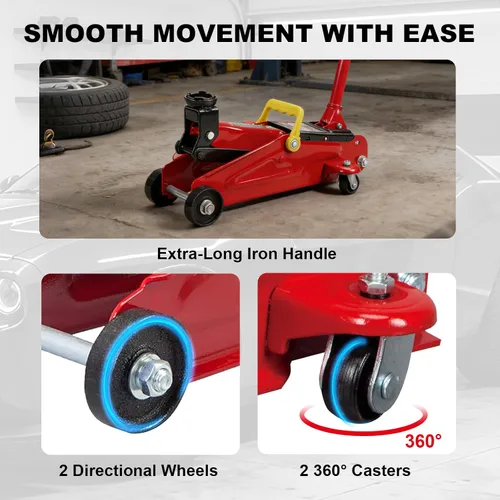 Miniatura 5 de BIG RED T82002-BR Torin - Gato hidráulico de carretilla de servicio/suelo, con capacidad para 2 toneladas (4,000 libras), color rojo