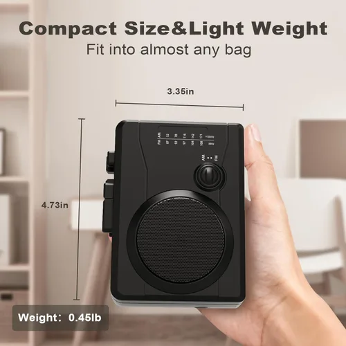Miniatura 6 de Grabadora de cinta portátil para reproductor de casete, convertidor digital de cinta de casete a MP3, estación de radio AM/FM, grabación inversa