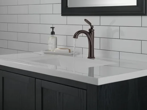 Miniatura 2 de Grifo de Baño Delta Woodhurst Bronce Frotado con Aceite de 1 Orificio, Grifo de Lavabo de Baño de Un Solo Orificio para Tocador, Ensamblaje