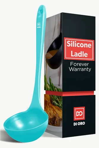 Miniatura 8 de DI ORO Cucharón de Silicona – Cucharón de sopa para cocinar y servir resistente al calor – Cucharón grande de sopa de cocina seguro para utensilios