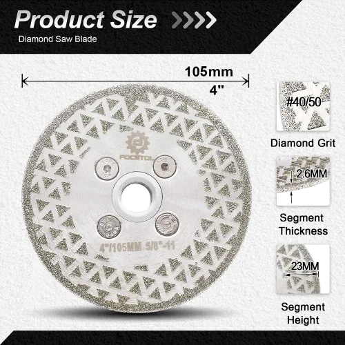 Miniatura 2 de FOCSTOL Discos de molienda de corte de diamante, hoja de diamante de doble cara galvanizada de 4 pulgadas (4.134 in) para granito, mármol