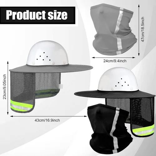 Miniatura 3 de SATINIOR 4 unidades de sombrero duro para sombrero de alta visibilidad, visera de sol y polaina para el cuello con tira reflectante, accesorios
