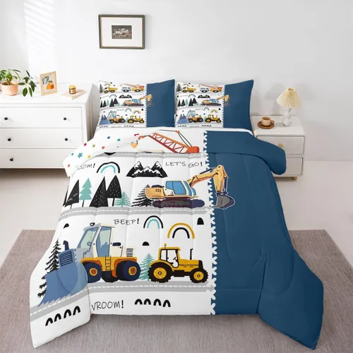 Miniatura 10 de Erosebridal Juego de ropa de cama de tren de dibujos animados para niños y niños, edredón de plumón de vehículos para niños, decoración