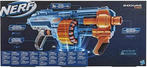 Miniatura 9 de Nerf Elite 2.0 Shockwave RD-15 Blaster, 30 Nerf Dards, 15 dardos giratorios, Bombeo-Acción Slam Fire, capacidad de personalización incorporada 3.1 x