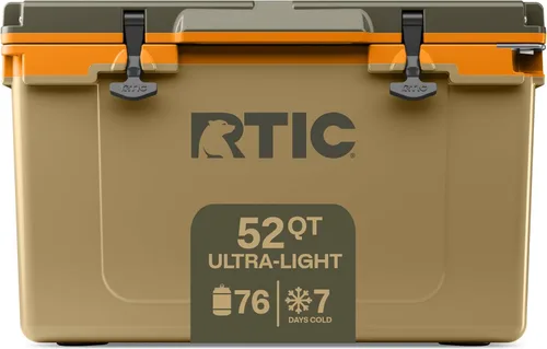 RTIC - Hielera ultraligera de 52 cuartos de galón, con pestillos de goma resistentes, paredes aisladas que mantienen el hielo frío durante días,