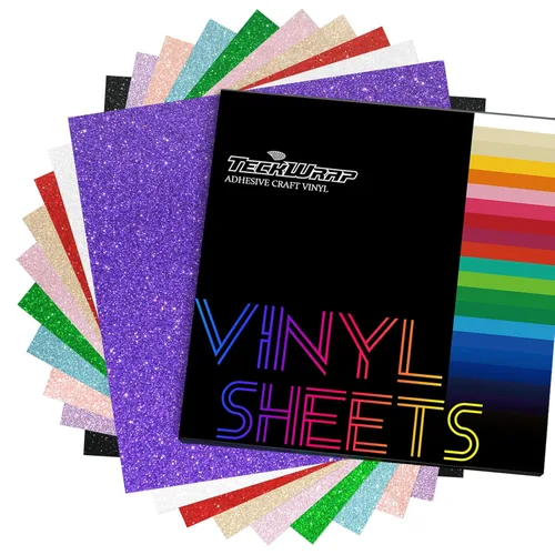 TECKWRAP Hojas adhesivas de vinilo brillante con purpurina para cortador de manualidades, 12 x 12 pulgadas, 10 hojas/paquete