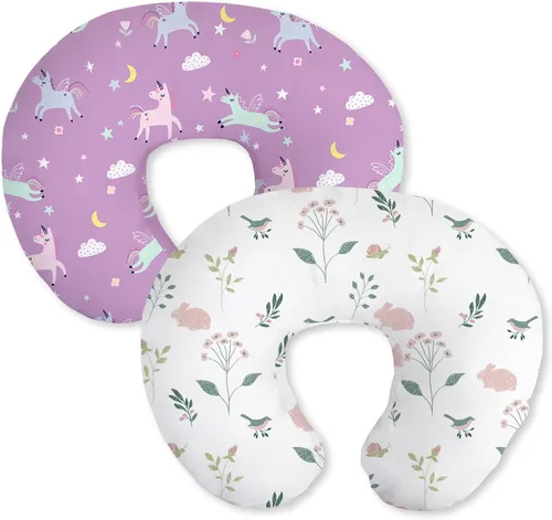Miniatura 10 de Little Grape Land Juego de 2 fundas de almohada de algodón para lactancia, suaves y transpirables, extraíbles para almohadas de alimentación, fundas