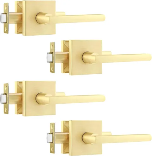 Miniatura 11 de Leydebong Paquete de 3 pomos de entrada dorados con llave igual, manija de puerta de entrada resistente, estilo contemporáneo, herrajes modernos
