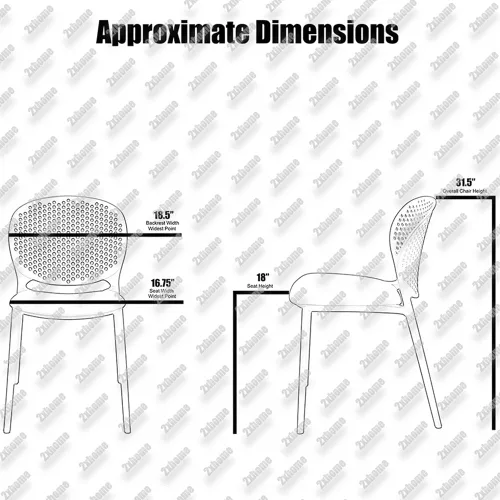 Miniatura 4 de 2xhome Juego de 2 sillas de comedor para patio Silla auxiliar moderna apilable para piscina al aire libre Plástico resistente a la intemperie