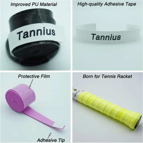 Miniatura 2 de Cinta de agarre para raqueta de tenis, paquete de 6 empuñaduras de tenis, absorbente y mejorada para raqueta de tenis Verde