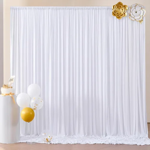 Miniatura 30 de Cortinas de telón de fondo granate de 10 pies x 10 pies sin arrugas para fiestas, 2 paneles de cortinas de telón de fondo de poliéster sedoso