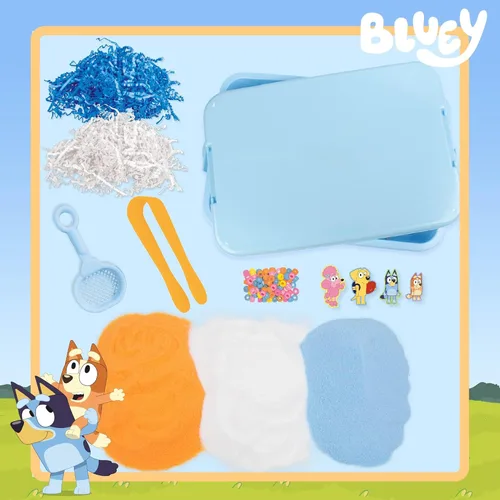 Miniatura 2 de Horizon Group USA Caja sensorial oficial Bluey Seek & Find, juguetes sensoriales listos para usar para niños pequeños de 3 a 4 años con tapa, arena