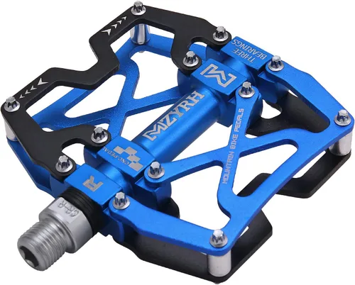 Miniatura 15 de Mzyrh - Pedales de bicicleta de montaña, ultra fuertes, coloridos, mecanizados CNC, de 9/16 pulgadas, ciclismo sellado con 3 rodamientos Negro 3