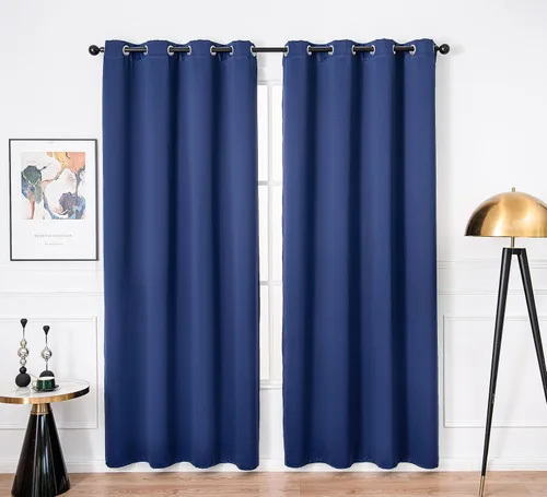 Miniatura 92 de PI Cortinas opacas para dormitorio, tratamiento de ventana con aislamiento térmico de anillo superior, cortinas oscurecedoras de habitación