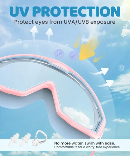 Miniatura 4 de Kids Swim Goggles, 3 Pack Swimming Goggles for Kids 4-16, Anti-Fog UV Protection Pool Glasses for Boys Girls Rosa Azul/Blanco Rosa/Púrpura