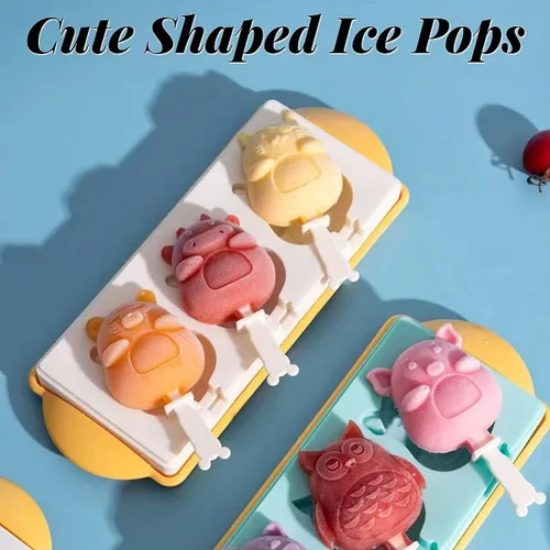 Miniatura 6 de AuraGlor Juego de 3 moldes de silicona para paletas para niños, moldes de silicona para hacer helados, moldes para hacer helados, accesorios