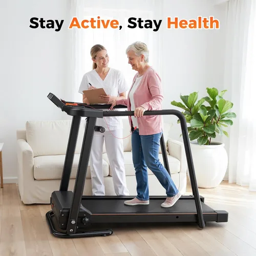 Miniatura 7 de Lastforever Walking Treadmills with Extended Handrails, 2.5HP Quiet Motor, Heart Rate Monitor, 310 lbs Capacity, Treadmill for Seniors, Recovery &