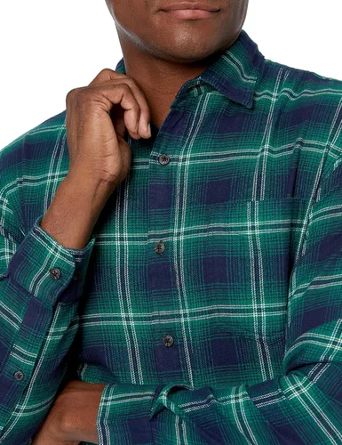 Miniatura 69 de Amazon Essentials Camisas de franela de manga larga para hombre, corte ajustado, a cuadros con botones