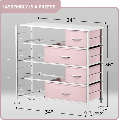 Miniatura 3 de Sorbus Cómoda con 8 cajones – Cómoda de almacenamiento de muebles para niños, adolescentes, dormitorio, guardería, sala de juegos, ropa, juguetes