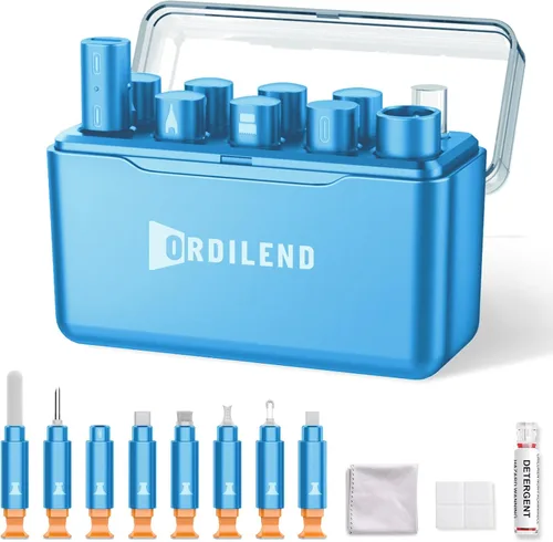 Miniatura 12 de Ordilend Kit de limpieza para iPhone para limpiador de puerto de carga, multiherramienta de reparación de limpiador de iPhone, cable Lightning, kit