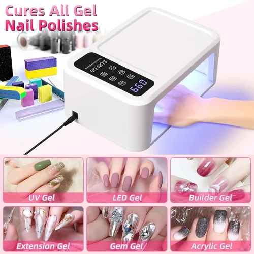 Miniatura 7 de Luz UV para uñas de gel, lámpara de uñas LED UV de 120 W con 140 cuentas, secador de uñas profesional de secado rápido, diseño de dos manos, cuidado
