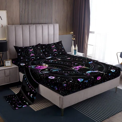 Miniatura 44 de Manfei Juego de sábanas de acuarela floral tamaño individual, juego de ropa de cama con flores botánicas, juego de sábanas de dibujos animados