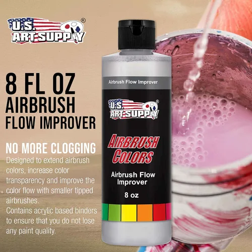 Miniatura 2 de U.S. Art Supply Mejorador de flujo de aerógrafo, botella de 8 onzas, aditivo para mejorar el flujo de pintura acrílica, reducir obstrucciones